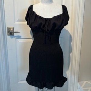 Smocked Black Mini Dress